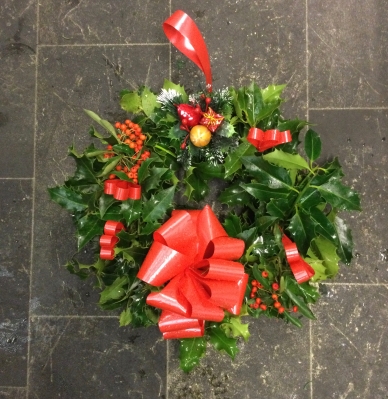 Traditional Holly Wreath For Door Or Grave