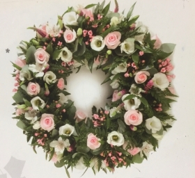 Cream and Pink Rose Wreath