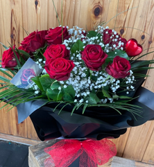 Dozen Luxury Red Rose Aqua Bouquet