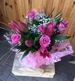 Mother’s Day Lily and Rose Aqua Delight
