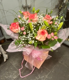 Mother’s Day Lily, Rose and Carnation Aqua Bag