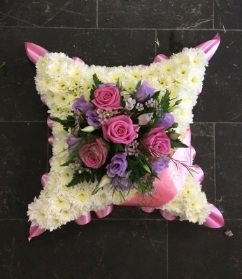 Pink Based Cushion with Spray
