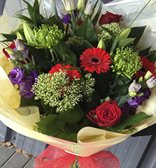 Red and Green Hand Tied Bouquet