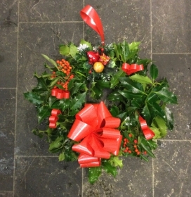 Traditional Holly Wreath For Door Or Grave